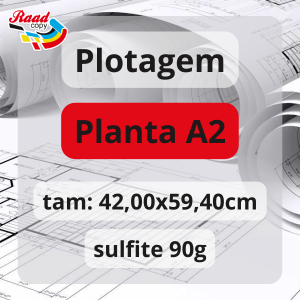 Plotagem Planta em A2 - Preto e Branco Sulfite 90gr 42,00x59,40 1x0 frente - preto e branco   